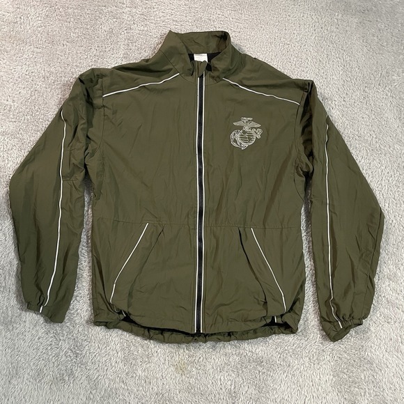 Other - USMC Marine Running Jacket Mens Size Small Green Military Reflective PT Coat USA